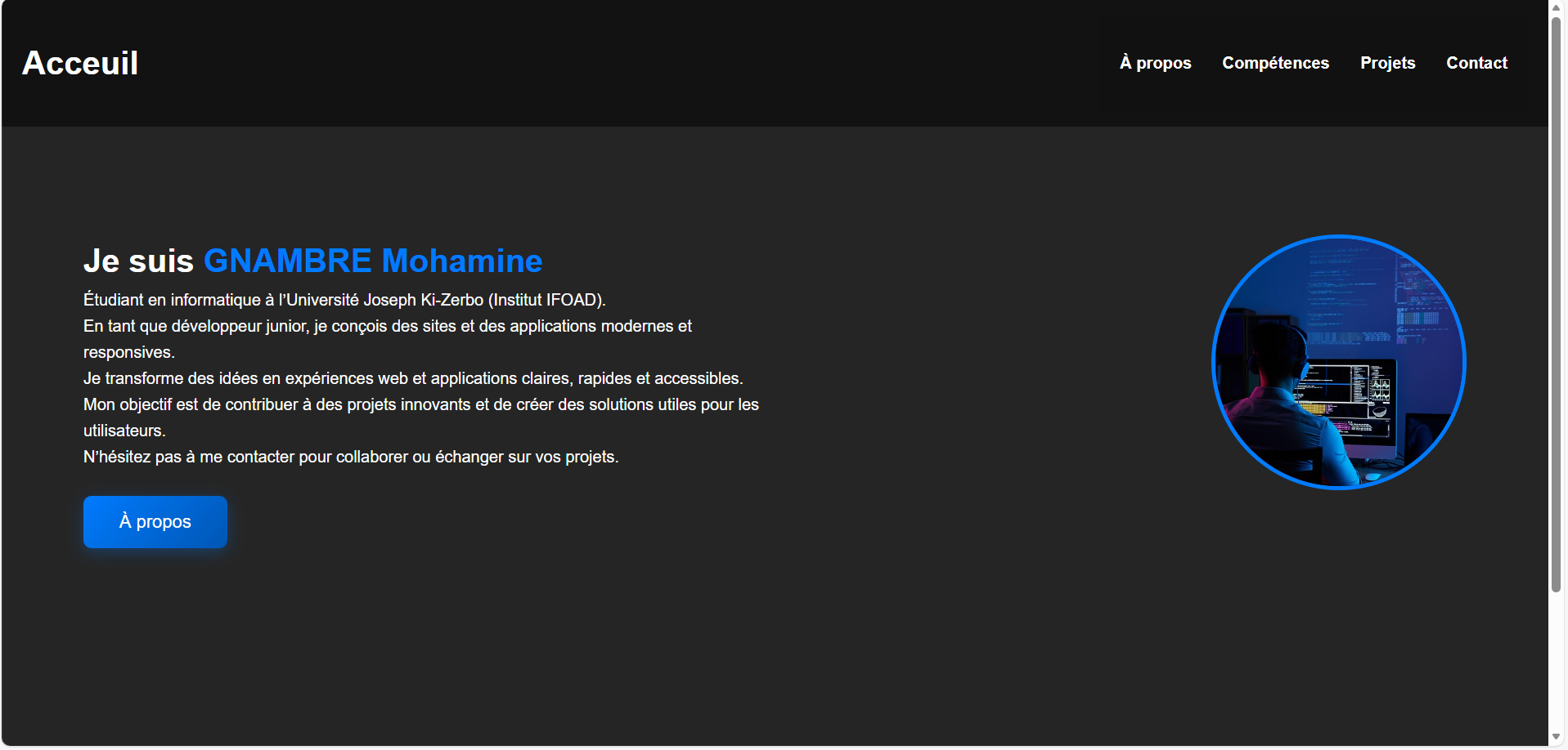 Capture du portfolio
